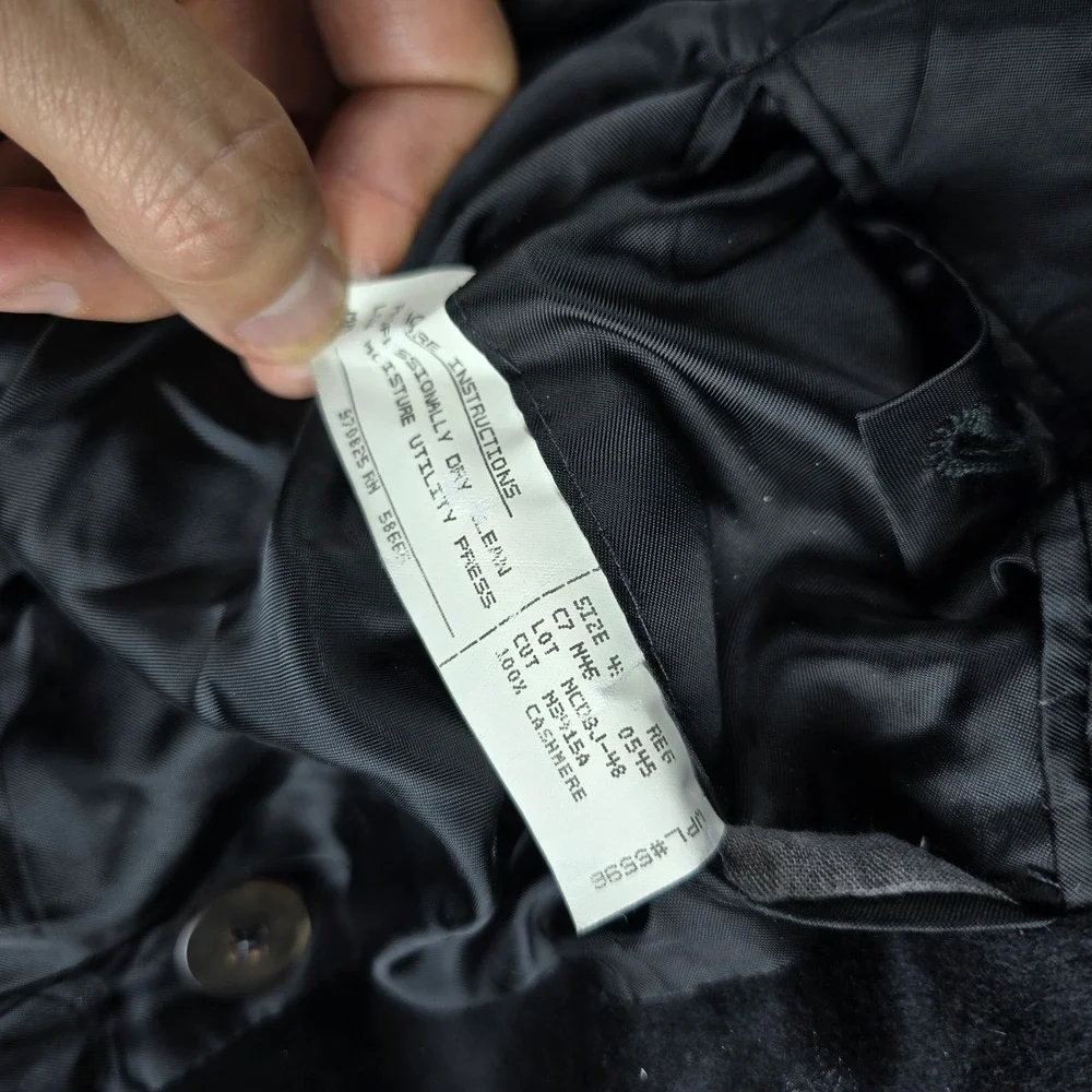 Nordstrom Loro Piana Men's Black Cashmere Double Breasted Blazer Coat Size 43R